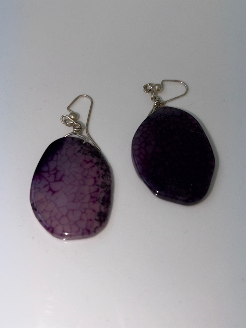 Set of Agate Purple Drop Earrings